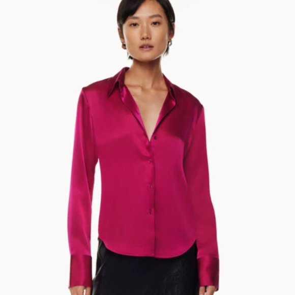 Aritzia Tops - Aritzia Babaton satin Industry Shirt, XS, granita pink